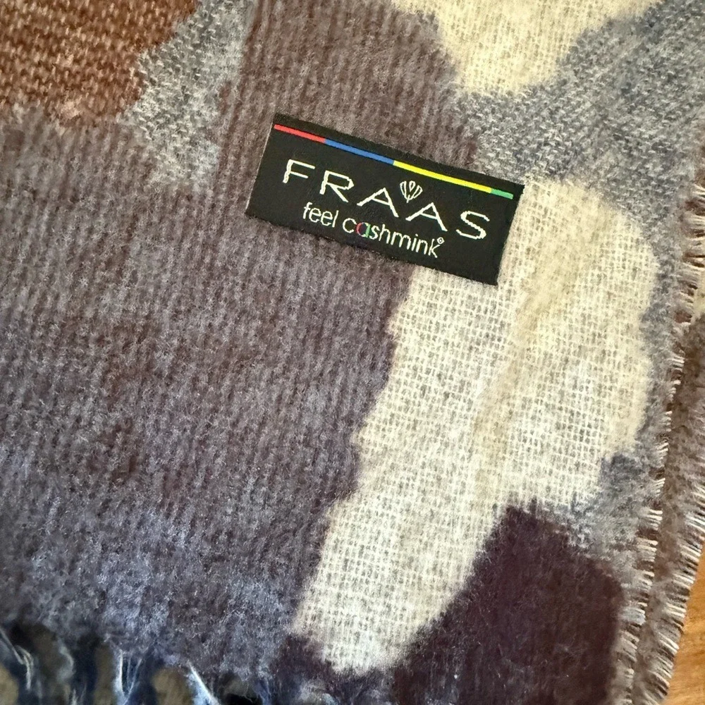 Frass cashmink scarf colorful watercolor floral pattern blue‎ grey